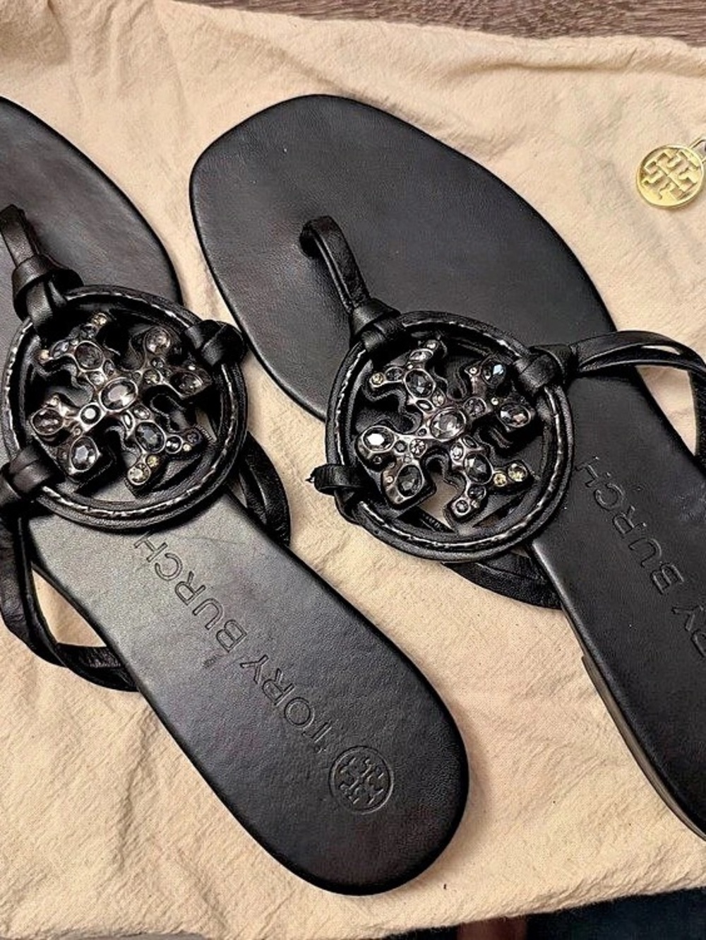 Tory Burch Miller Crystal Knotted Sandal Black Sandals